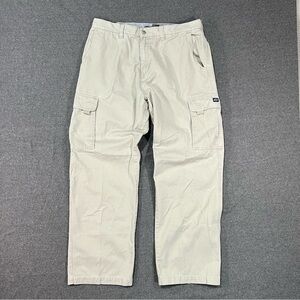 Quiksilver Vintage Cargo Pants Light Tan Khaki 00s Y2K Skater Surf Baggy 36x30